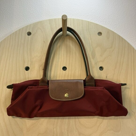 Longchamp Le Pliage Original M Tote bag Red Foldable Bordeaux Red EUC Purse - Picture 10 of 16